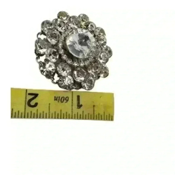 Vintage Brooch Inverted Rhinestone Layered 3D Pyramid Large - Picture 6 of 6